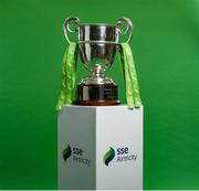 20 January 2021; A general view the SSE Airtricity League First Division trophy at the announcement of SSE Airtricity as new title sponsor of the Women’s National League and confirmation that Ireland’s largest provider of 100% green energy will renew their sponsorship of the Men’s SSE Airtricity League for the next two years. Photo by Stephen McCarthy/Sportsfile
