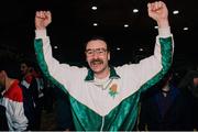8 June 1994; Ireland assistant coach Joey Boylan celebrates after the 1994 Promotions Cup Final match between Ireland and Cyprus at the National Basketball Arena in Tallaght, Dublin. Photo by Ray McManus/Sportsfile