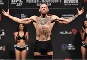 22 January 2021; Conor McGregor poses on the scale during the UFC 257 weigh-in at the Etihad Arena on UFC Fight Island in Abu Dhabi, United Arab Emirates. Photo by Jeff Bottari/Zuffa LLC/Getty Images via Sportsfile