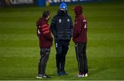 23 January 2021; Leinster Head Coach Leo Cullen, centre, with Munster head coach Johann van Graan, left, and Munster senior coach Stephen Larkham prior to the Guinness PRO14 match between Munster and Leinster at Thomond Park in Limerick. Photo by Ramsey Cardy/Sportsfile