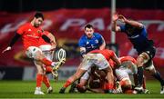 23 January 2021; Conor Murray of Munster kicks as James Ryan of Leinster comes to challenge during the Guinness PRO14 match between Munster and Leinster at Thomond Park in Limerick. Photo by Eóin Noonan/Sportsfile