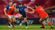 23 January 2021; Jordan Larmour of Leinster is tackled by Rhys Marshall and Peter O’Mahony of Munster during the Guinness PRO14 match between Munster and Leinster at Thomond Park in Limerick. Photo by Eóin Noonan/Sportsfile