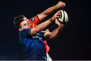 23 January 2021; James Ryan of Leinster wins a lineout from Peter O’Mahony of Munster during the Guinness PRO14 match between Munster and Leinster at Thomond Park in Limerick. Photo by Eóin Noonan/Sportsfile