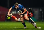 23 January 2021; Jordan Larmour of Leinster is tackled by Conor Murray of Munster during the Guinness PRO14 match between Munster and Leinster at Thomond Park in Limerick. Photo by Ramsey Cardy/Sportsfile