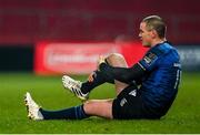 23 January 2021; Jonathan Sexton of Leinster holds his leg before leaving the pitch during the Guinness PRO14 match between Munster and Leinster at Thomond Park in Limerick. Photo by Ramsey Cardy/Sportsfile
