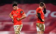 23 January 2021; Fineen Wycherley and Chris Farrell of Munster after the Guinness PRO14 match between Munster and Leinster at Thomond Park in Limerick. Photo by Eóin Noonan/Sportsfile