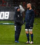 23 January 2021; Scott Fardy of Leinster in conversatrion with Leinster Senior Athletic Performance coach Cillian Reardon prior to the Guinness PRO14 match between Munster and Leinster at Thomond Park in Limerick. Photo by Ramsey Cardy/Sportsfile