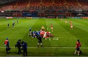 23 January 2021; A general view of a scrum during the Guinness PRO14 match between Munster and Leinster at Thomond Park in Limerick. Photo by Ramsey Cardy/Sportsfile
