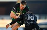 24 January 2021; Shane Delahunt of Connacht is tackled by Stephen Myler of Ospreys during the Guinness PRO14 match between Connacht and Ospreys at The Sportsground in Galway. Photo by Brendan Moran/Sportsfile