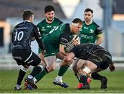 24 January 2021; Shane Delahunt of Connacht is tackled by Dan Lydiate of Ospreys during the Guinness PRO14 match between Connacht and Ospreys at The Sportsground in Galway. Photo by Brendan Moran/Sportsfile