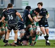 24 January 2021; Paul Boyle of Connacht is tackled by Morgan Morris of Ospreys the Guinness PRO14 match between Connacht and Ospreys at The Sportsground in Galway. Photo by Brendan Moran/Sportsfile