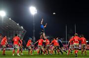 23 January 2021; Scott Fardy of Leinster wins a lineout during the Guinness PRO14 match between Munster and Leinster at Thomond Park in Limerick. Photo by Eóin Noonan/Sportsfile