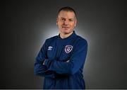 28 January 2021; Republic of Ireland U21 manager Jim Crawford poses for a portrait prior to a press conference at FAI Headquarters in Abbotstown, Dublin. Photo by Stephen McCarthy/Sportsfile
