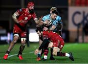 30 January 2021; Cian Kelleher of Leinster is tackled by Ryan Conbeer of Scarlets during the Guinness PRO14 match between Scarlets and Leinster at Parc y Scarlets in Llanelli, Wales. Photo by Chris Fairweather/Sportsfile
