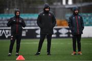 2 February 2021; Head coach Filippo Giovagnoli, centre, and assistant coach Giuseppe Rossi, left, and academy manager Stephen McDonnell during a Dundalk Pre-Season training session at Oriel Park in Dundalk, Louth. Photo by Ben McShane/Sportsfile