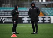 2 February 2021; Head coach Filippo Giovagnoli, right, and assistant coach Giuseppe Rossi during a Dundalk Pre-Season training session at Oriel Park in Dundalk, Louth. Photo by Ben McShane/Sportsfile