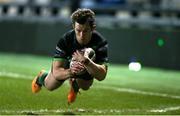 5 February 2021; Matt Healy of Connacht dives over to score his side's first try during the Guinness PRO14 match between Dragons and Connacht at Rodney Parade in Newport, Wales. Photo by Gareth Everett/Sportsfile