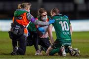 5 February 2021; Jack Carty of Connacht is treated by medical personnel during the Guinness PRO14 match between Dragons and Connacht at Rodney Parade in Newport, Wales. Photo by Mark Lewis/Sportsfile