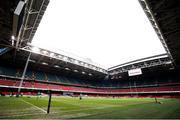 7 February 2021; A general view with the open roof prior to the Guinness Six Nations Rugby Championship match between Wales and Ireland at the Principality Stadium in Cardiff, Wales. Photo by Gareth Everett/Sportsfile