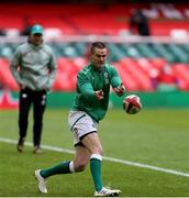 7 February 2021; Jonathan Sexton of Ireland warms up prior to the Guinness Six Nations Rugby Championship match between Wales and Ireland at the Principality Stadium in Cardiff, Wales. Photo by Gareth Everett/Sportsfile