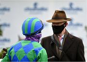 7 February 2021; Trainer Willie Mullins and jockey Paul Townend after sending out Appreciate It to win the Chanelle Pharma Novice Hurdle on day two of the Dublin Racing Festival at Leopardstown Racecourse in Dublin. Photo by Seb Daly/Sportsfile