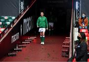 7 February 2021; Ireland captain Jonathan Sexton leads his side out prior to the Guinness Six Nations Rugby Championship match between Wales and Ireland at the Principality Stadium in Cardiff, Wales. Photo by Ben Evans/Sportsfile