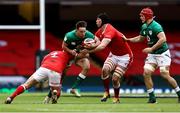 7 February 2021; Hugo Keenan of Ireland is tackled by Ken Owens of Wales during the Guinness Six Nations Rugby Championship match between Wales and Ireland at the Principality Stadium in Cardiff, Wales. Photo by Chris Fairweather/Sportsfile