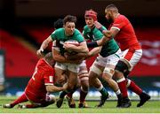 7 February 2021; Hugo Keenan of Ireland is tackled by Ken Owens of Wales during the Guinness Six Nations Rugby Championship match between Wales and Ireland at the Principality Stadium in Cardiff, Wales. Photo by Chris Fairweather/Sportsfile