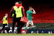 7 February 2021; Peter O'Mahony of Ireland leaves the pitch after being shown a red card during the Guinness Six Nations Rugby Championship match between Wales and Ireland at the Principality Stadium in Cardiff, Wales. Photo by Chris Fairweather/Sportsfile