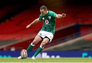 7 February 2021; Jonathan Sexton of Ireland kicks a penalty during the Guinness Six Nations Rugby Championship match between Wales and Ireland at the Principality Stadium in Cardiff, Wales. Photo by Chris Fairweather/Sportsfile