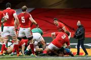 7 February 2021; Tadhg Beirne of Ireland scores his side's first try during the Guinness Six Nations Rugby Championship match between Wales and Ireland at the Principality Stadium in Cardiff, Wales. Photo by Chris Fairweather/Sportsfile
