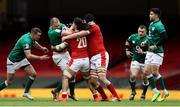 7 February 2021; Iain Henderson of Ireland is tackled by Josh Navidi and Adam Beard of Wales during the Guinness Six Nations Rugby Championship match between Wales and Ireland at the Principality Stadium in Cardiff, Wales. Photo by Chris Fairweather/Sportsfile