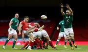 7 February 2021; Gareth Davies of Wales in action against Iain Henderson of Ireland during the Guinness Six Nations Rugby Championship match between Wales and Ireland at the Principality Stadium in Cardiff, Wales. Photo by Gareth Everett/Sportsfile