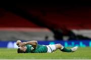 7 February 2021; Jonathan Sexton of Ireland lies injured during the Guinness Six Nations Rugby Championship match between Wales and Ireland at the Principality Stadium in Cardiff, Wales. Photo by Gareth Everett/Sportsfile