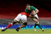 7 February 2021; Jonathan Sexton of Ireland is tackled by Taulupe Faletau of Wales during the Guinness Six Nations Rugby Championship match between Wales and Ireland at the Principality Stadium in Cardiff, Wales. Photo by Gareth Everett/Sportsfile