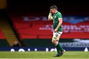7 February 2021; Peter O'Mahony of Ireland leaves the pitch having being shown a red card during the Guinness Six Nations Rugby Championship match between Wales and Ireland at the Principality Stadium in Cardiff, Wales. Photo by Ben Evans/Sportsfile