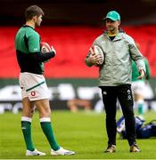 7 February 2021; Ireland assistant coach Mike Catt with Ross Byrne prior to the Guinness Six Nations Rugby Championship match between Wales and Ireland at the Principality Stadium in Cardiff, Wales. Photo by Gareth Everett/Sportsfile