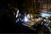 11 February 2021; Welder Ray Delaney working on one of the awards that will be presented to the players named on the Teams of the 2020 TG4 All-Ireland Ladies Football Championships, at his Dublin workshop. ‘Peil na mBan – Foirne na Bliana – le AIG Insurance’ will air on TG4 from 7.15pm on Saturday, February 27. You can watch the programme on TV or wordwide on the TG4 Player: https://www.tg4.ie/en/player/watch-live/home/. Photo by David Fitzgerald/Sportsfile