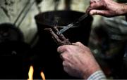 11 February 2021; Bronze sculptor Jarlath Daly working on the awards that will be presented to the players named on the Teams of the 2020 TG4 All-Ireland Ladies Football Championships, at his Dublin workshop. ‘Peil na mBan – Foirne na Bliana – le AIG Insurance’ will air on TG4 from 7.15pm on Saturday, February 27. You can watch the programme on TV or wordwide on the TG4 Player: https://www.tg4.ie/en/player/watch-live/home/. Photo by David Fitzgerald/Sportsfile