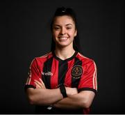 11 February 2021; Abbie Brophy poses during the Bohemian FC portraits session ahead of the 2021 SSE Airtricity Women's National League season at the Oscar Traynor Coaching & Development Centre in Dublin. Photo by Stephen McCarthy/Sportsfile