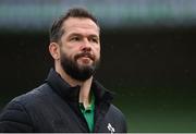 14 February 2021; Ireland head coach Andy Farrell ahead of the Guinness Six Nations Rugby Championship match between Ireland and France at the Aviva Stadium in Dublin. Photo by Ramsey Cardy/Sportsfile