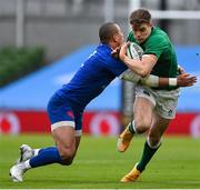 14 February 2021; Garry Ringrose of Ireland is tackled by Gaël Fickou of France during the Guinness Six Nations Rugby Championship match between Ireland and France at the Aviva Stadium in Dublin. Photo by Brendan Moran/Sportsfile