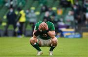 14 February 2021; Rhys Ruddock of Ireland reacts after the final whistle of the Guinness Six Nations Rugby Championship match between Ireland and France at the Aviva Stadium in Dublin. Photo by Brendan Moran/Sportsfile