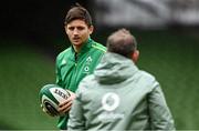 14 February 2021; Ross Byrne of Ireland with skills & kicking coach Richie Murphy prior to the Guinness Six Nations Rugby Championship match between Ireland and France at the Aviva Stadium in Dublin. Photo by Brendan Moran/Sportsfile