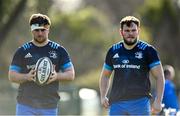 15 February 2021; Marcus Hanan, left, and Greg McGrath during Leinster Rugby squad training at UCD in Dublin. Photo by Ramsey Cardy/Sportsfile