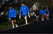 15 February 2021; Sports scientist Jack O'Brien, left, and Sean O'Brien arrive for Leinster Rugby squad training at UCD in Dublin. Photo by Ramsey Cardy/Sportsfile