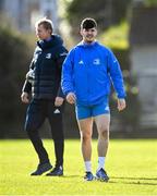 15 February 2021; Chris Cosgrave, right, and head coach Leo Cullen during Leinster Rugby squad training at UCD in Dublin. Photo by Ramsey Cardy/Sportsfile