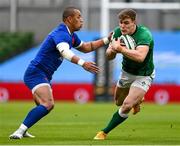 14 February 2021; Garry Ringrose of Ireland in action against Gaël Fickou of France during the Guinness Six Nations Rugby Championship match between Ireland and France at the Aviva Stadium in Dublin. Photo by Brendan Moran/Sportsfile