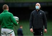 14 February 2021; Ireland forwards coach Paul O'Connell, right, in conversation with Keith Earls prior to the Guinness Six Nations Rugby Championship match between Ireland and France at the Aviva Stadium in Dublin. Photo by Ramsey Cardy/Sportsfile
