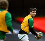 14 February 2021; Harry Byrne passes to Ireland team-mate Craig Casey prior to the Guinness Six Nations Rugby Championship match between Ireland and France at the Aviva Stadium in Dublin. Photo by Ramsey Cardy/Sportsfile